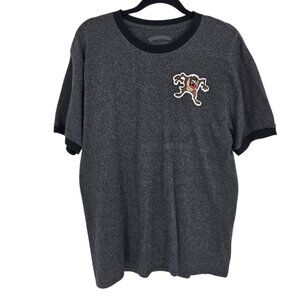 Looney Tunes mens Large gray ringer short sleeve Tasmanian devil embroidered tee